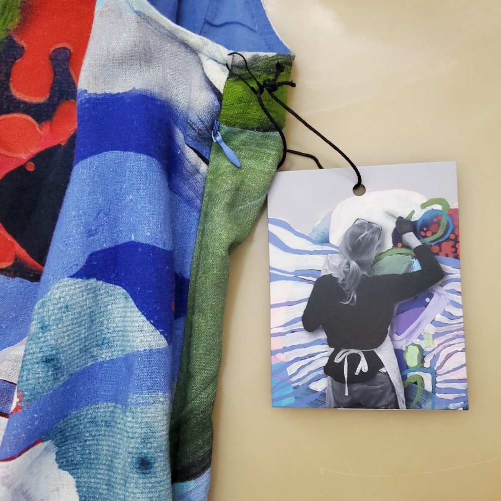 Claire Desjardins Linen Blend Watercolor Below the Surface Sleeveless Dress - Picture 7 of 15